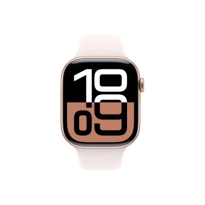 Apple Watch Series 10 GPS 46 mm rozéarany alumíniumtok, lágy rózsaszín sportszíj (M/L)