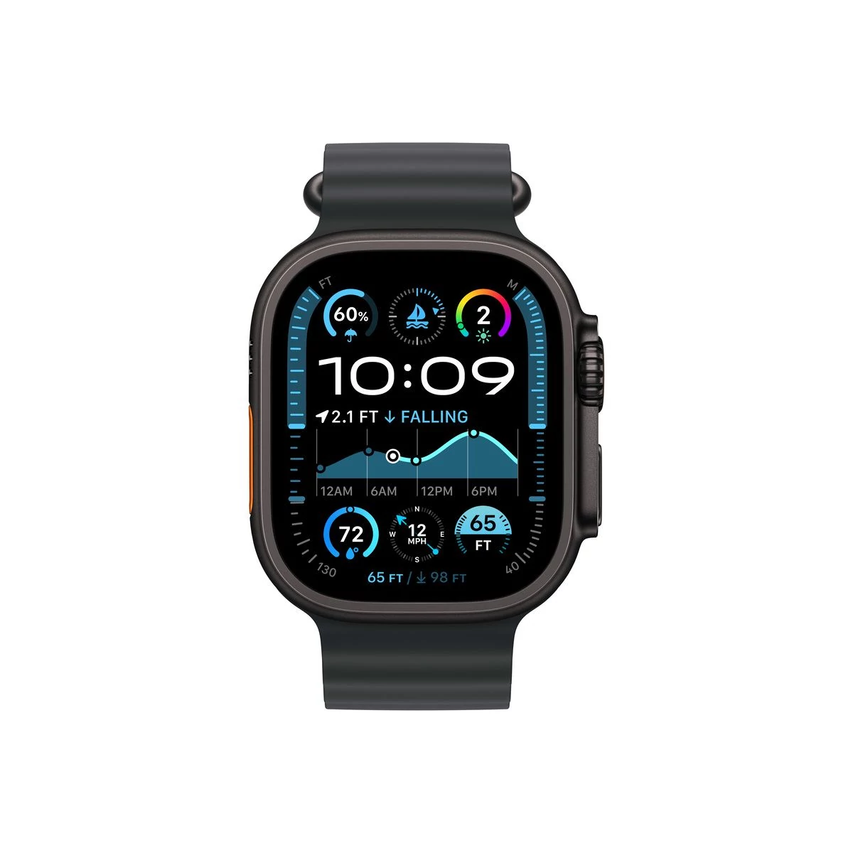 Apple Watch Ultra 2 GPS + Cellular 49 mm fekete titántok, fekete óceán szíj