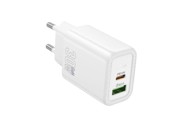 Hoco N63 Gentle Hálózati Gyorstöltő (USB - Type-C) (PD) 30W + QC3.0 fehér